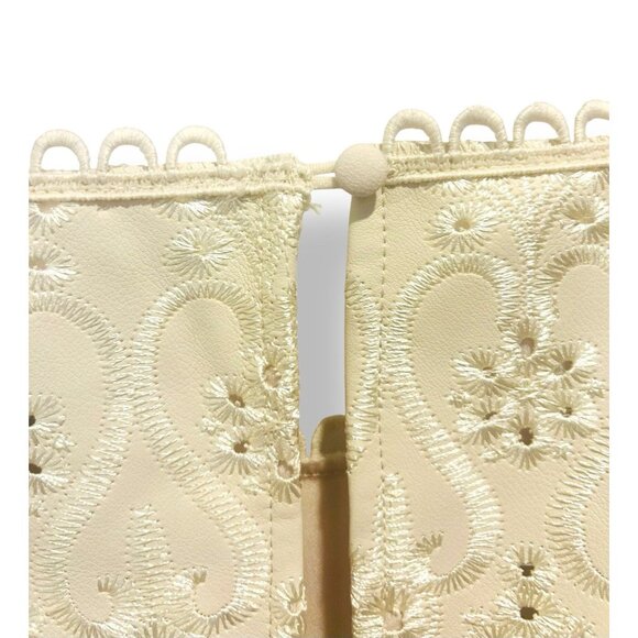 Ivory Cream Embroidered  Balloon Sleeves Lined Statement Dress Womens Size 10 - Picture 10 of 16